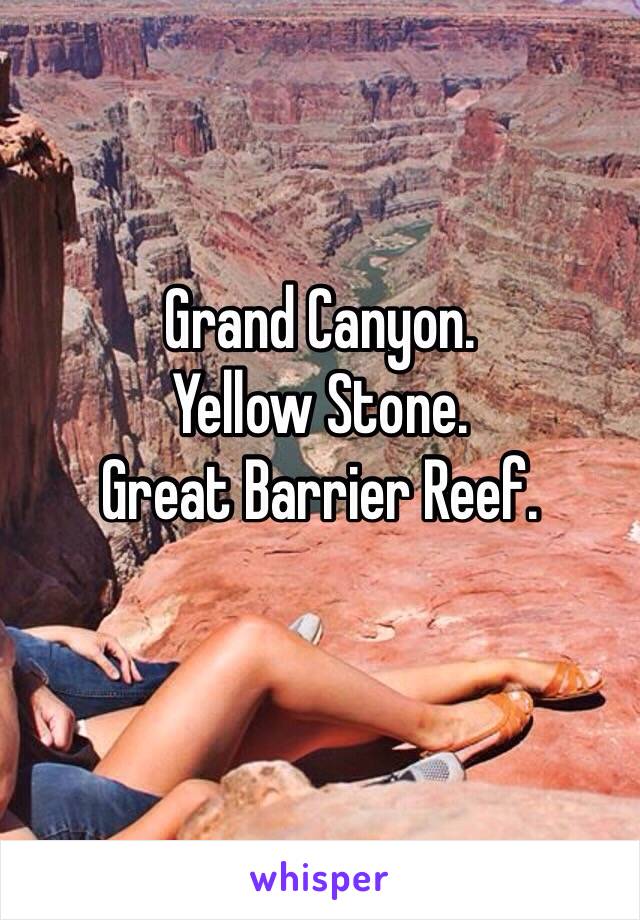 Grand Canyon. 
Yellow Stone. 
Great Barrier Reef.
