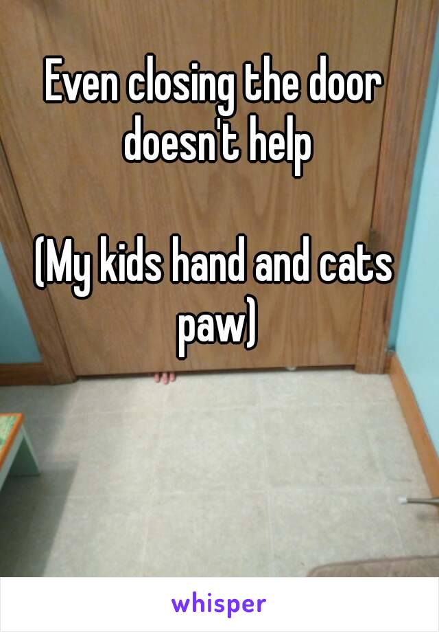 Even closing the door doesn't help

(My kids hand and cats paw)