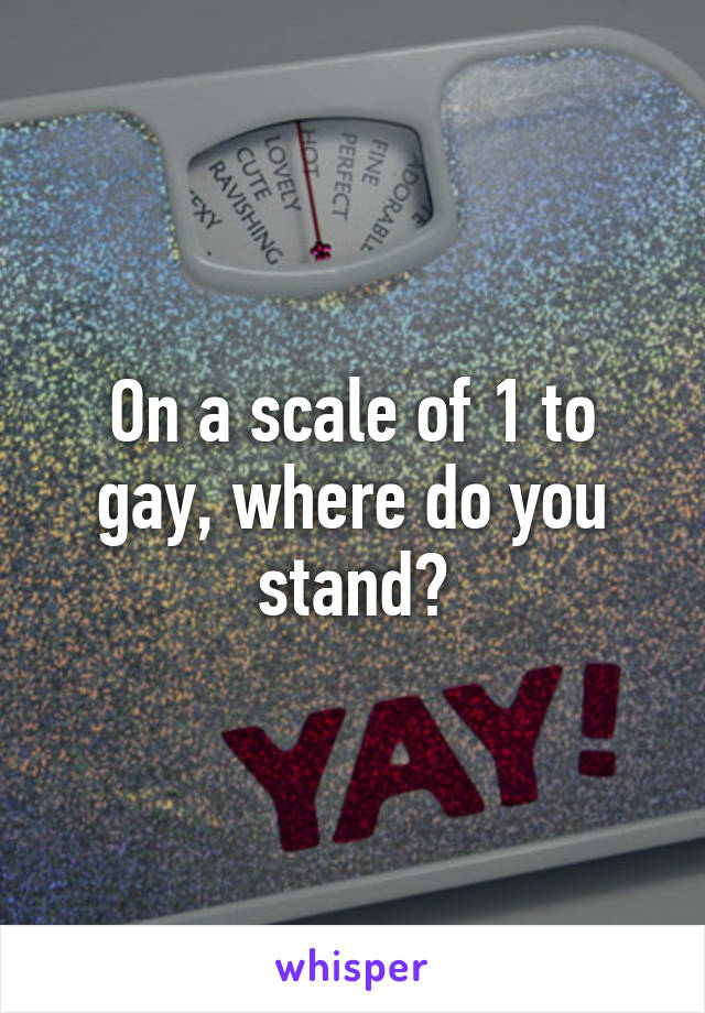 On a scale of 1 to gay, where do you stand?