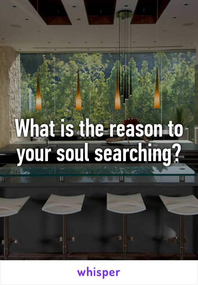 What is the reason to your soul searching?