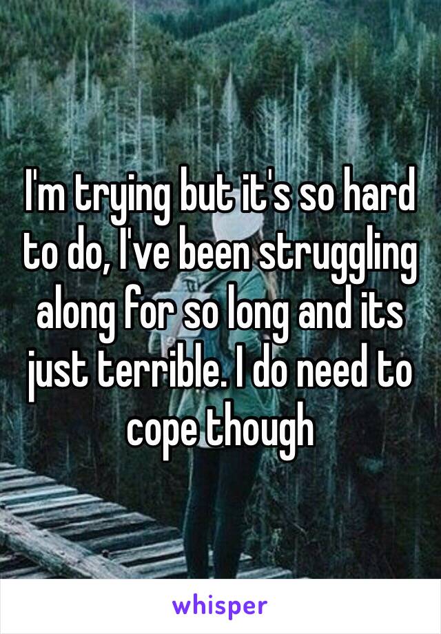 I'm trying but it's so hard to do, I've been struggling along for so long and its just terrible. I do need to cope though