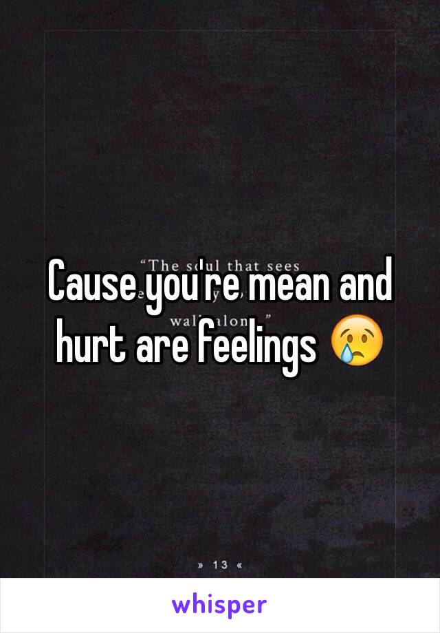 Cause you're mean and hurt are feelings 😢
