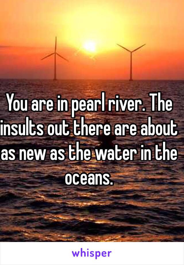 You are in pearl river. The insults out there are about as new as the water in the oceans.