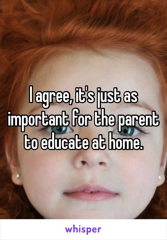 I agree, it's just as important for the parent to educate at home. 