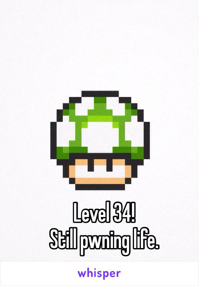 Level 34!
Still pwning life.