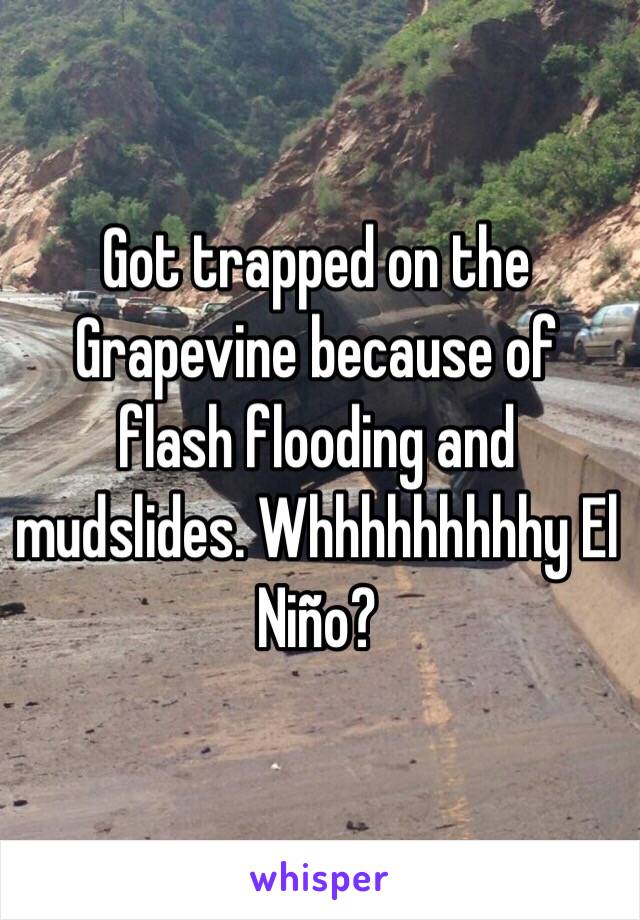 Got trapped on the Grapevine because of flash flooding and mudslides. Whhhhhhhhhy El Niño?