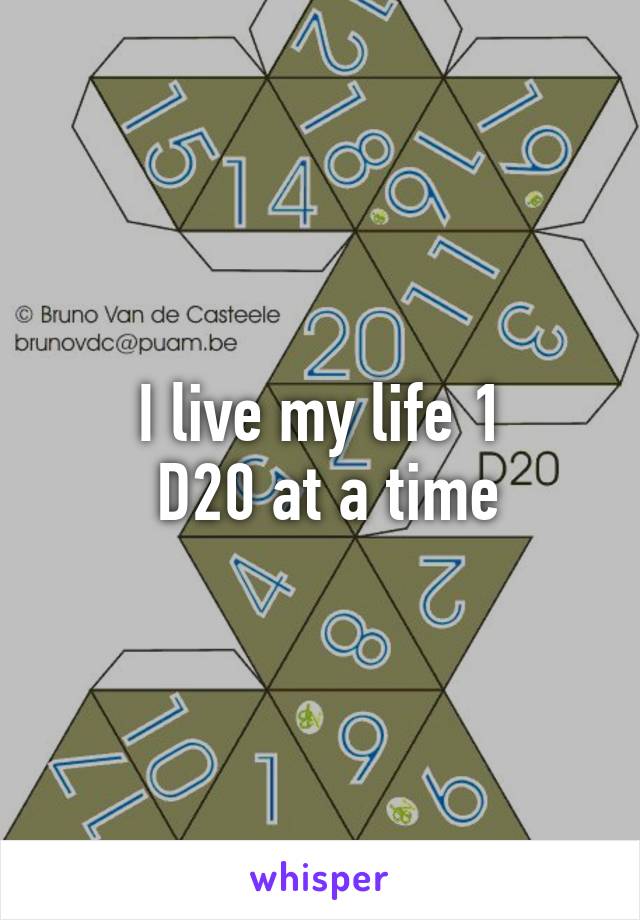 I live my life 1
 D20 at a time