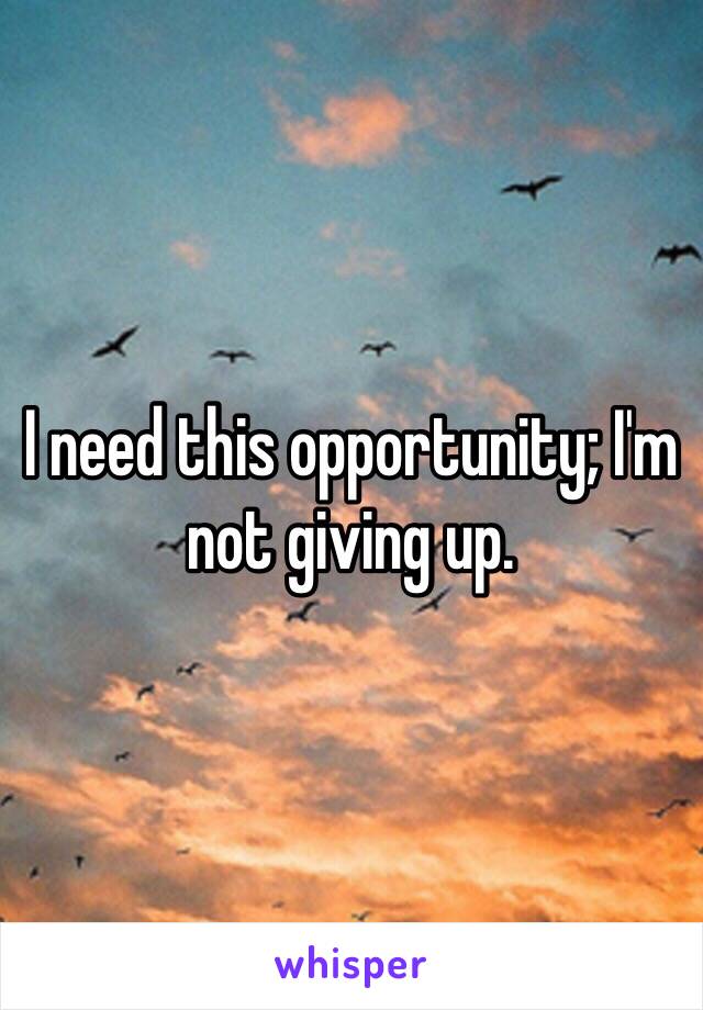 I need this opportunity; I'm not giving up.