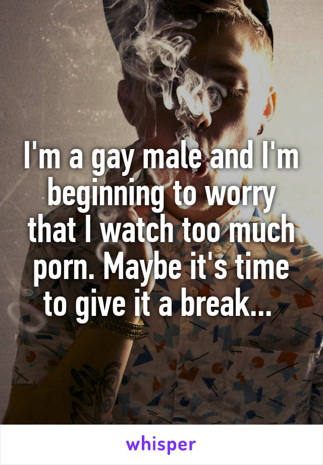 I'm a gay male and I'm beginning to worry that I watch too much porn. Maybe it's time to give it a break... 