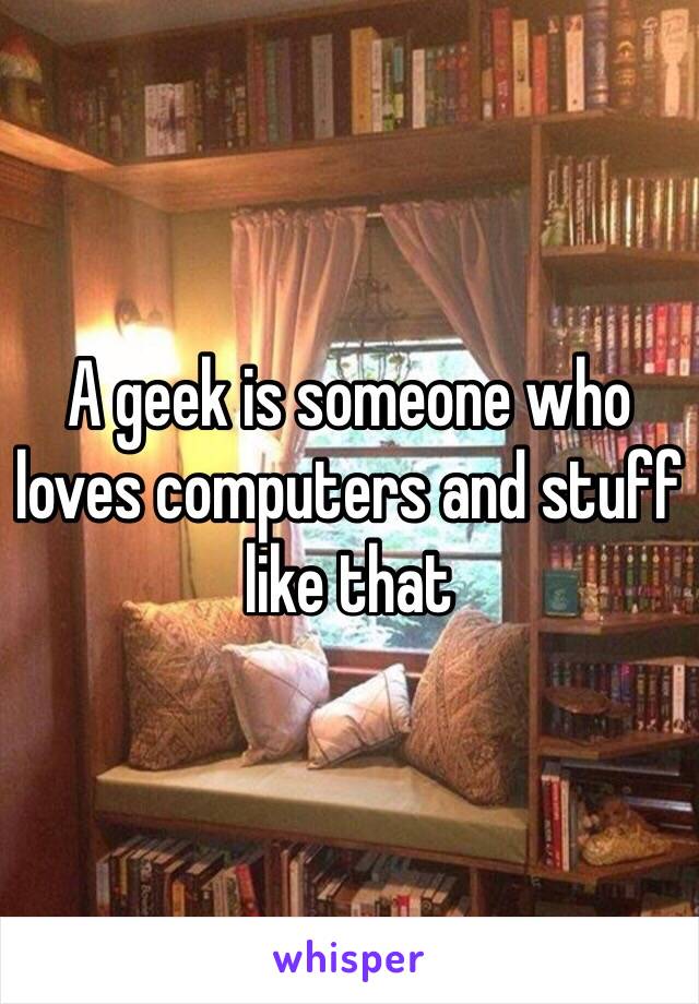 A geek is someone who loves computers and stuff like that