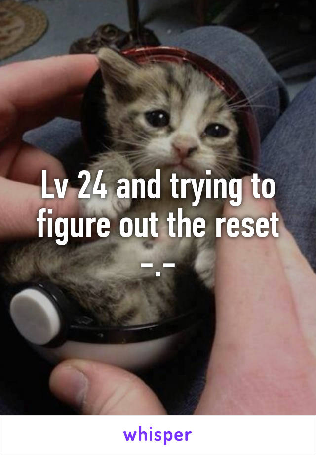 Lv 24 and trying to figure out the reset -.-