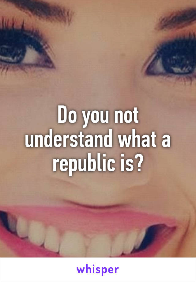 Do you not understand what a republic is?