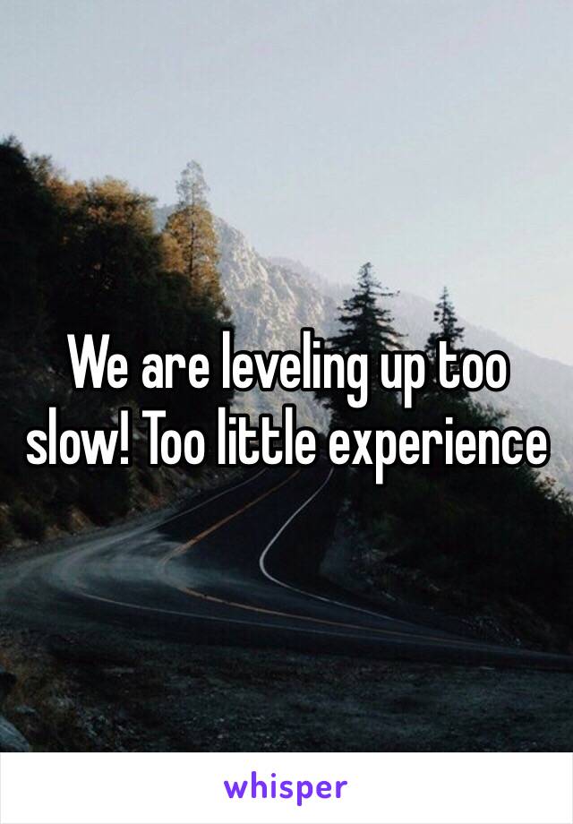 We are leveling up too slow! Too little experience