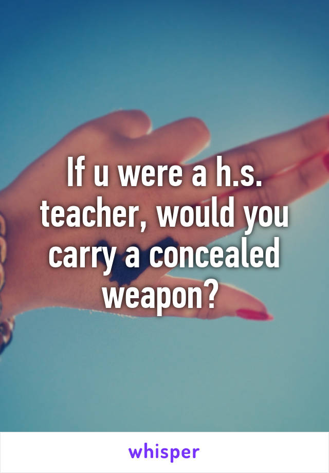 If u were a h.s. teacher, would you carry a concealed weapon? 