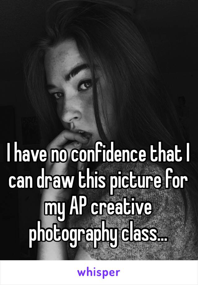 I have no confidence that I can draw this picture for my AP creative photography class...