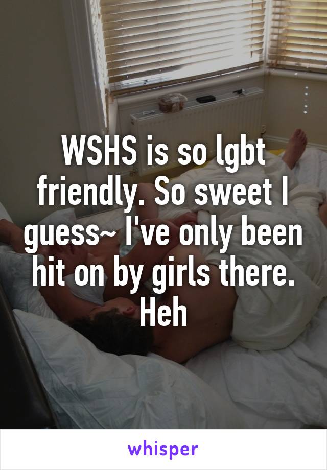 WSHS is so lgbt friendly. So sweet I guess~ I've only been hit on by girls there. Heh