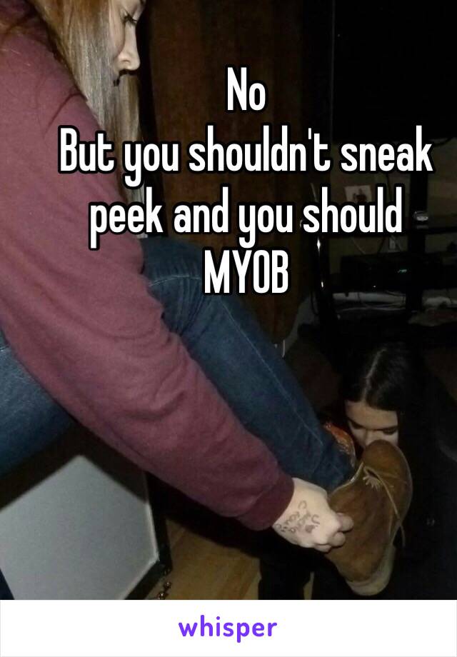 No
But you shouldn't sneak peek and you should
MYOB