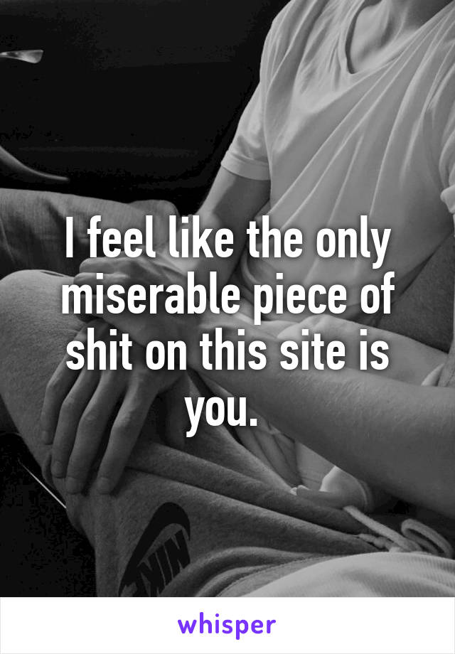 I feel like the only miserable piece of shit on this site is you. 
