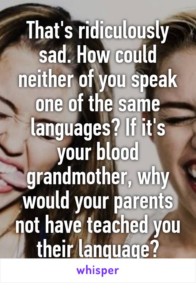 That's ridiculously sad. How could neither of you speak one of the same languages? If it's your blood grandmother, why would your parents not have teached you their language?