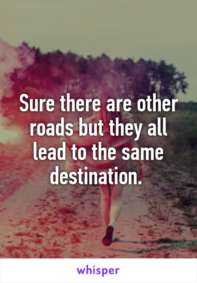 Sure there are other roads but they all lead to the same destination. 
