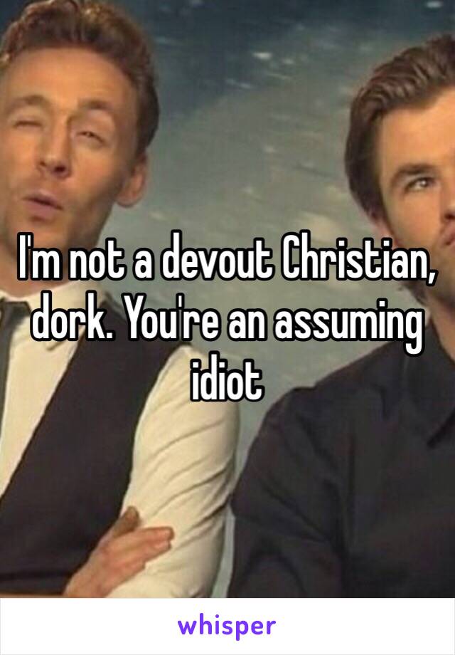I'm not a devout Christian, dork. You're an assuming idiot 