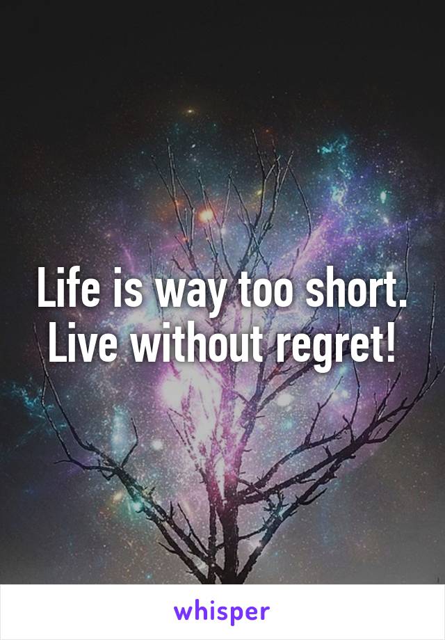 Life is way too short. Live without regret!