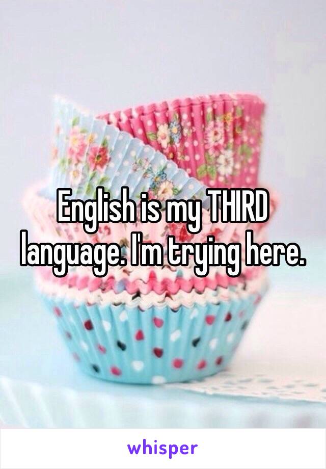 English is my THIRD language. I'm trying here. 