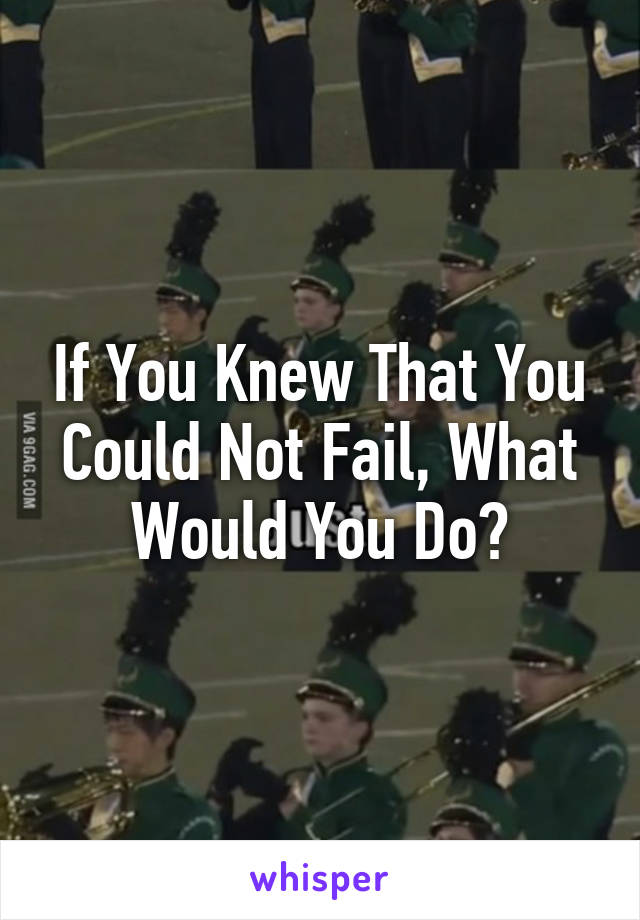 If You Knew That You Could Not Fail, What Would You Do?