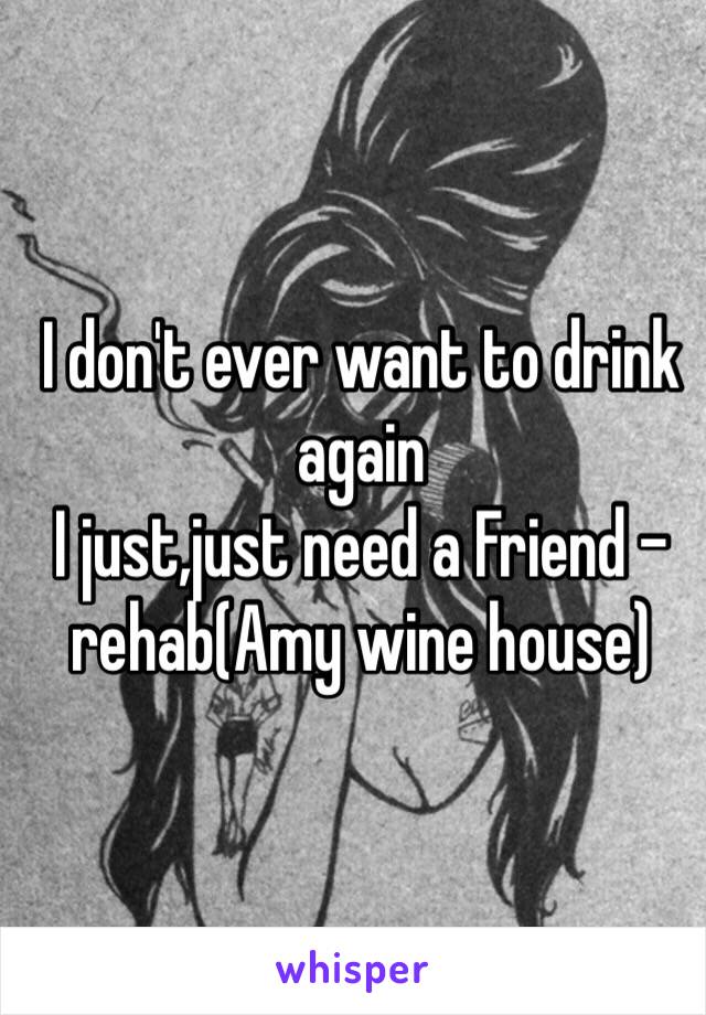 I don't ever want to drink again
I just,just need a Friend - rehab(Amy wine house)