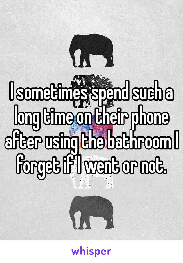 I sometimes spend such a long time on their phone after using the bathroom I forget if I went or not.  