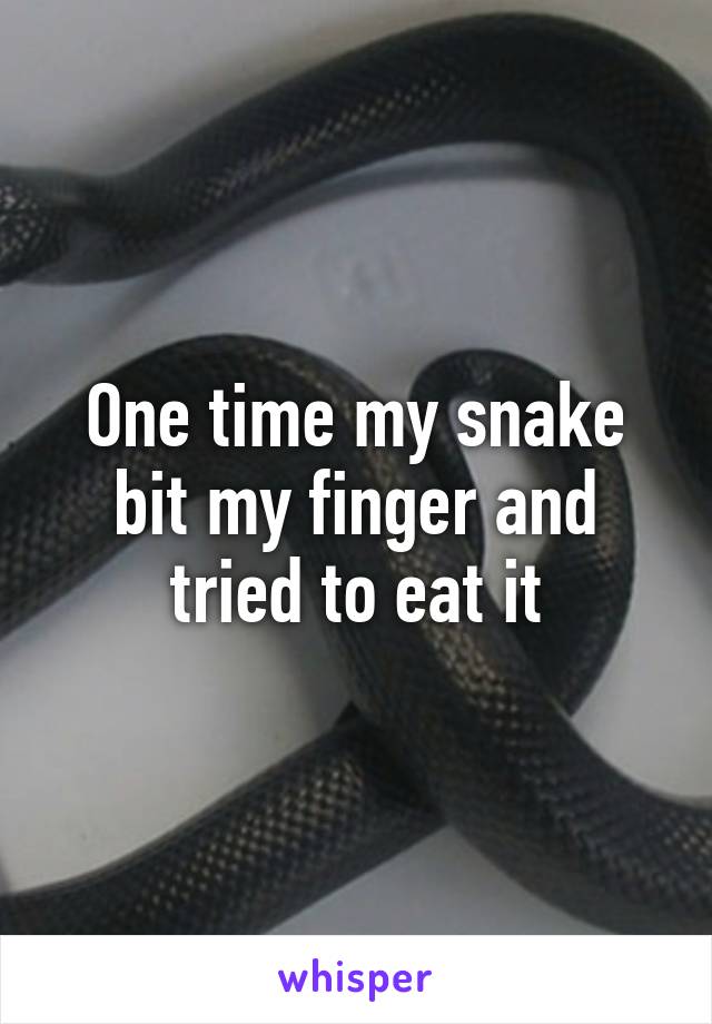 One time my snake bit my finger and tried to eat it