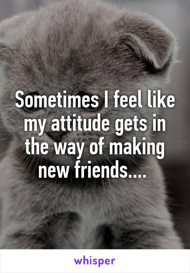 Sometimes I feel like my attitude gets in the way of making new friends.... 