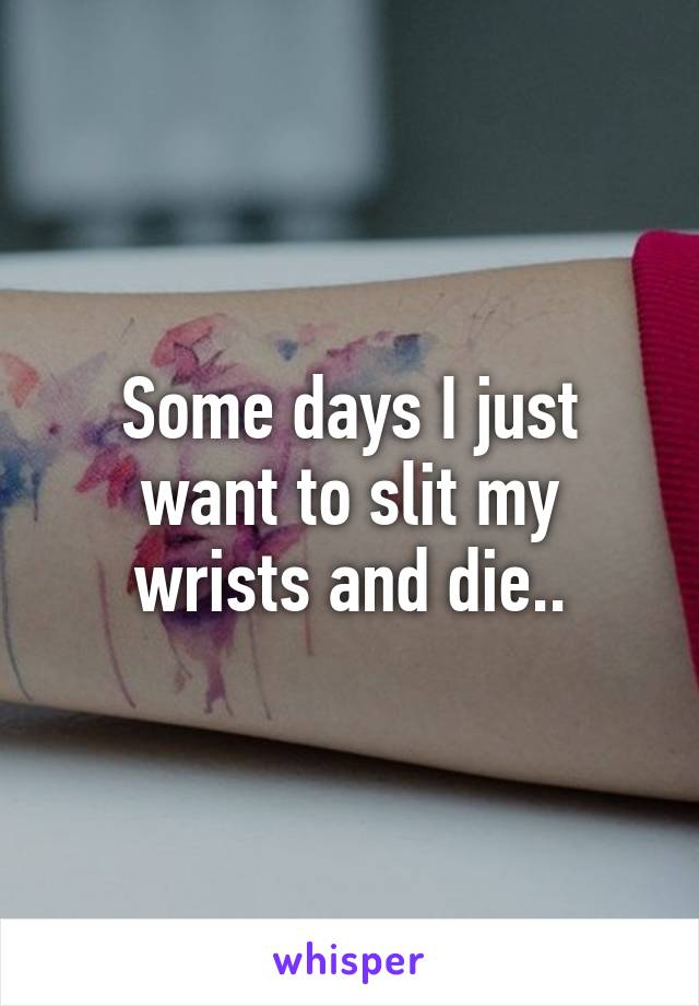 Some days I just want to slit my wrists and die..