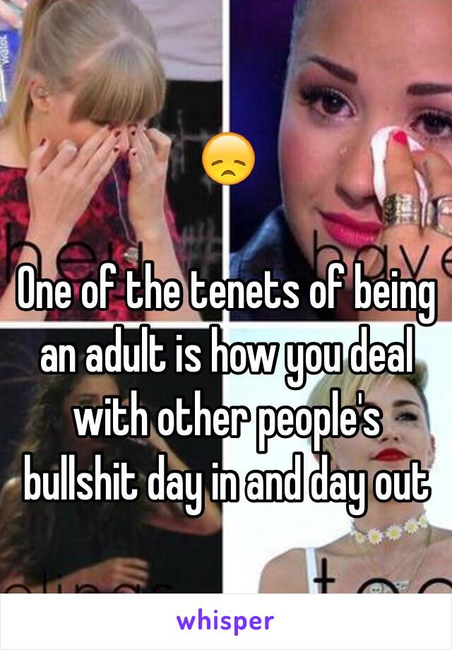 😞

One of the tenets of being an adult is how you deal with other people's bullshit day in and day out