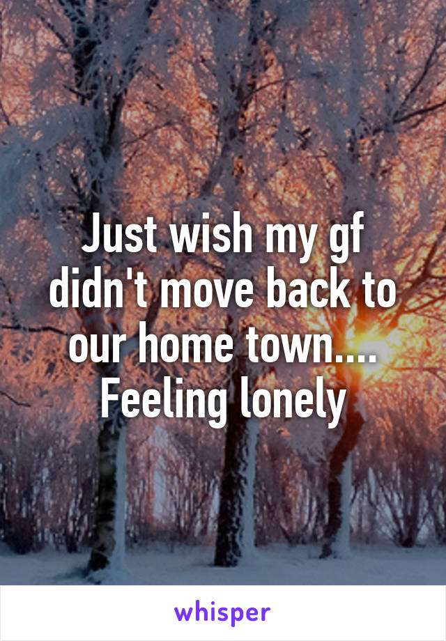 Just wish my gf didn't move back to our home town....
Feeling lonely