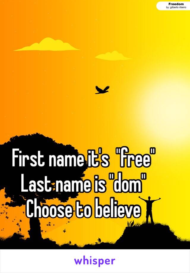 First name it's  "free"
Last name is "dom"
Choose to believe