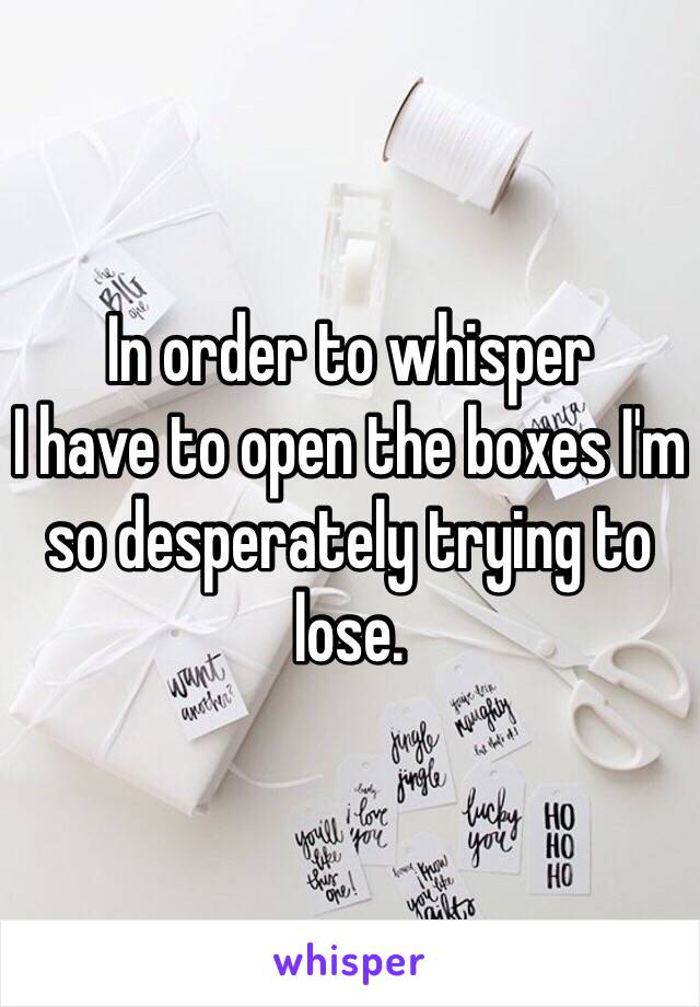 In order to whisper
I have to open the boxes I'm so desperately trying to lose.