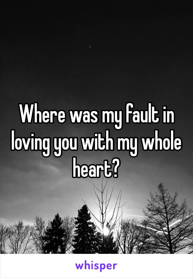 Where was my fault in loving you with my whole heart?