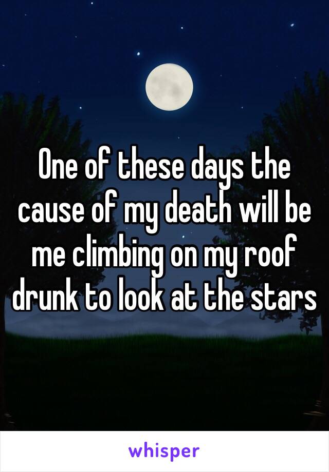 One of these days the cause of my death will be me climbing on my roof drunk to look at the stars 