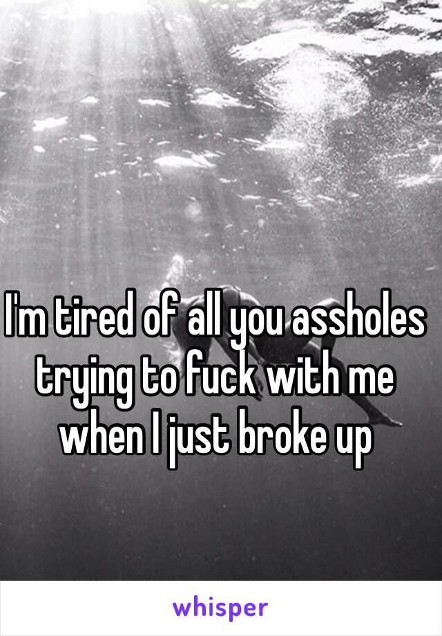 I'm tired of all you assholes trying to fuck with me when I just broke up 