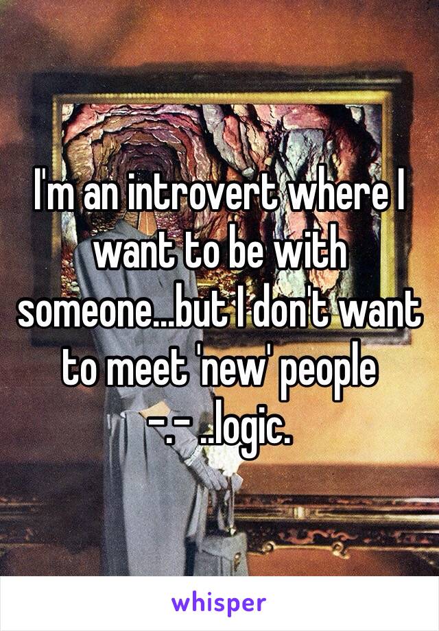 I'm an introvert where I want to be with someone...but I don't want to meet 'new' people -.- ..logic. 