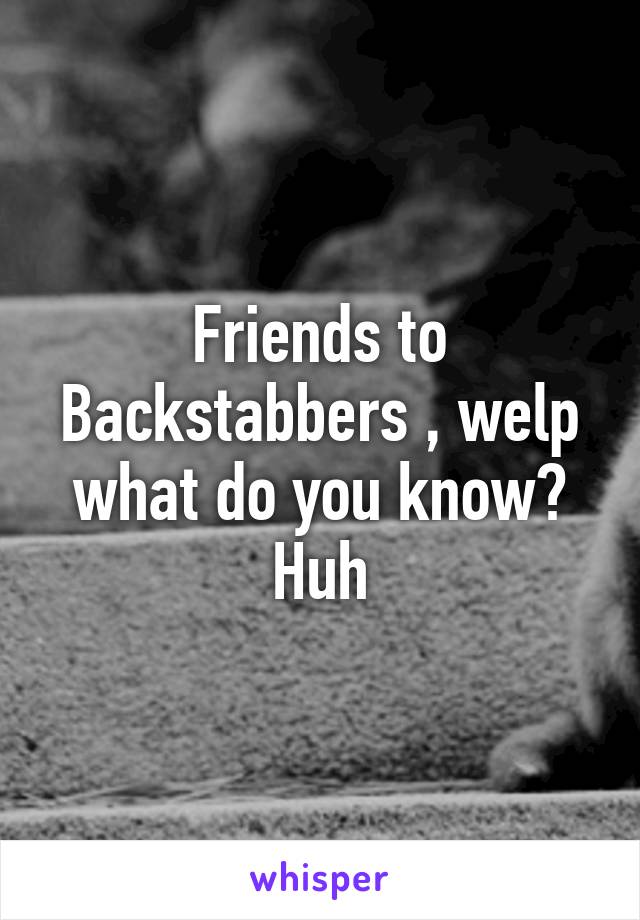 Friends to Backstabbers , welp what do you know? Huh