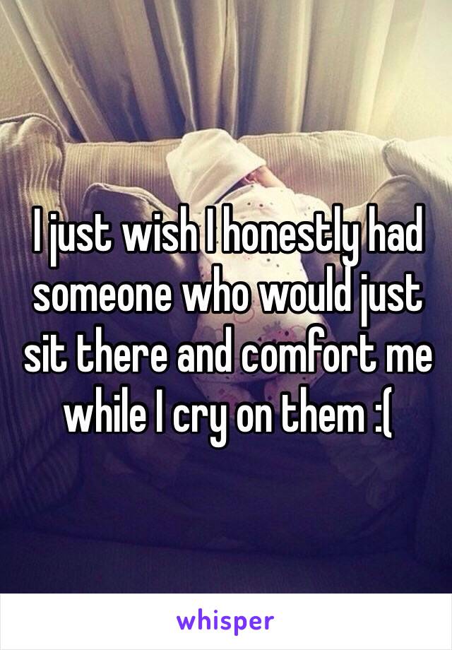 I just wish I honestly had someone who would just sit there and comfort me while I cry on them :(  