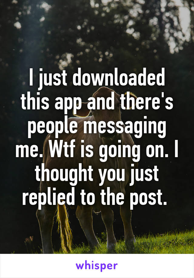 I just downloaded this app and there's people messaging me. Wtf is going on. I thought you just replied to the post. 