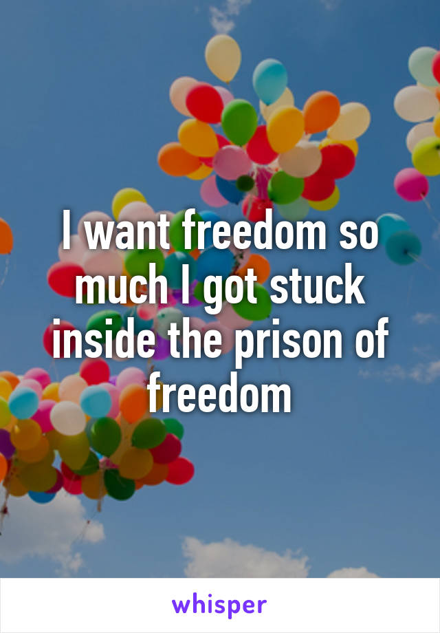 I want freedom so much I got stuck inside the prison of freedom