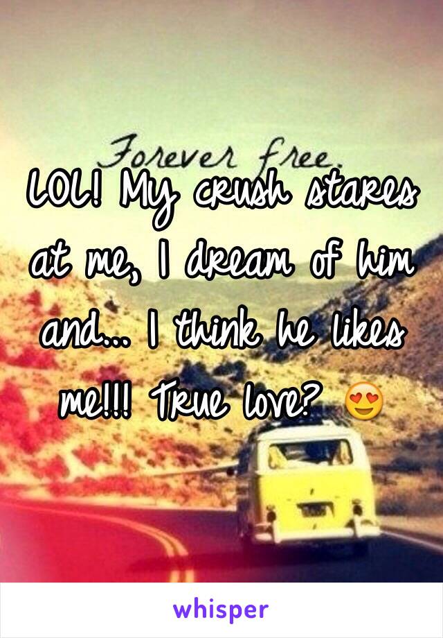 LOL! My crush stares at me, I dream of him and... I think he likes me!!! True love? 😍