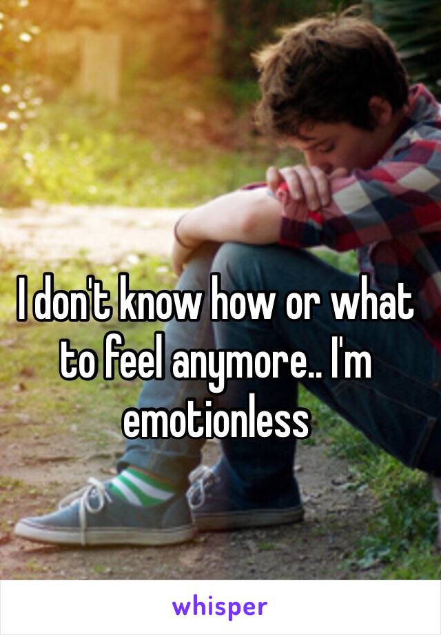 I don't know how or what to feel anymore.. I'm emotionless 