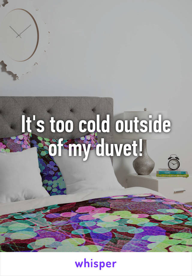 It's too cold outside of my duvet!