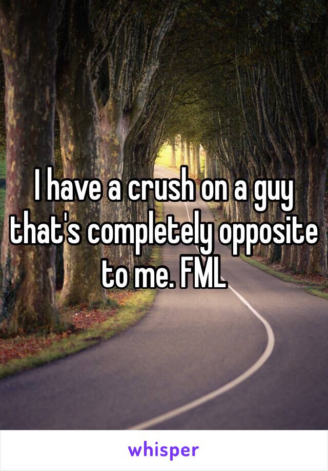 I have a crush on a guy that's completely opposite to me. FML