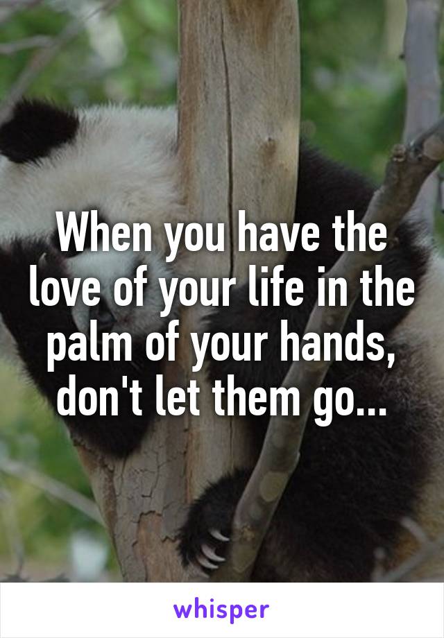 When you have the love of your life in the palm of your hands, don't let them go...